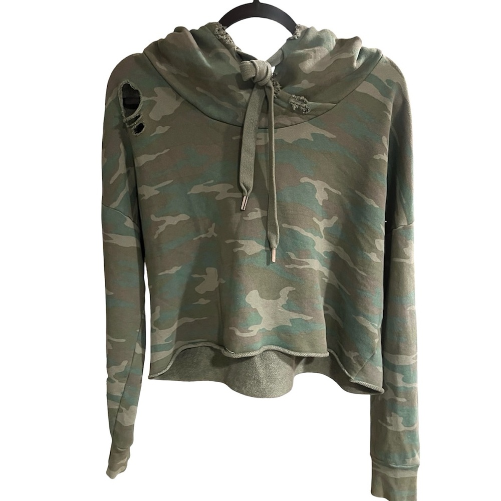 NSF SAVANNAH CROPPED HOODIE IN SULPHER STONE CAMO NWOT